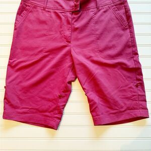 Izod Pink Bermuda Golf Shorts Size 14 Comfort Stretch Roll Tab UV Wicking